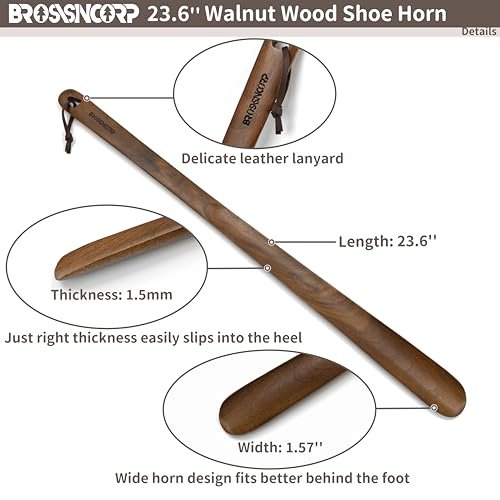 Brosisincorp - Brosisincorp Wooden Shoe Horn Long Handle 23.6" for Seniors Helper 1 Pack